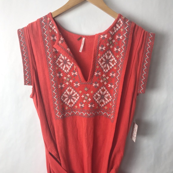 free people running wild embroidered dress M - Picture 3 of 8